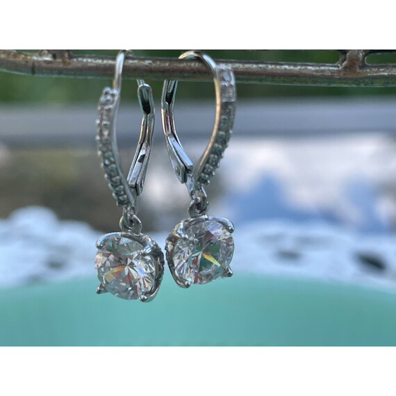 925 Silver Dangle Clear Rhinestone earrings - image 9