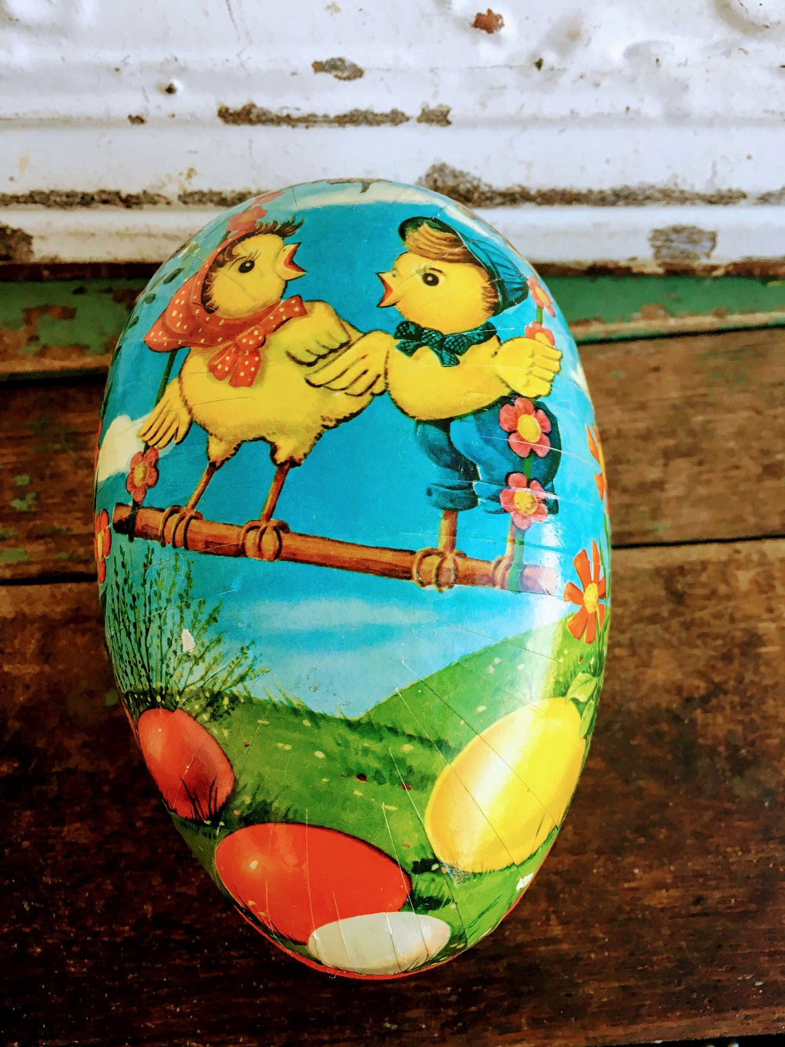 Vintage Germany Paper Mache Easter Chicks on a Swing Etsy