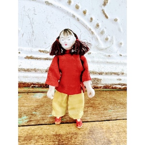 Antique Chinese Composition Doll Silk clothes hair