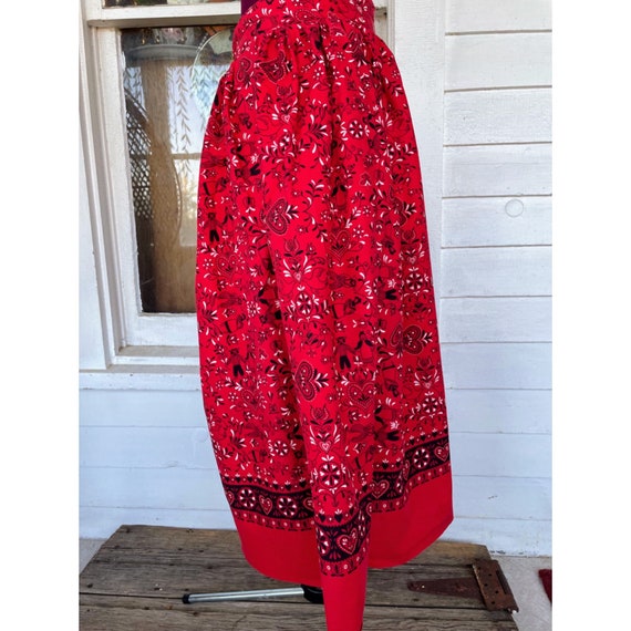 Vintage 1960s Cotton Midi Skirt Red Pennsylvania … - image 5