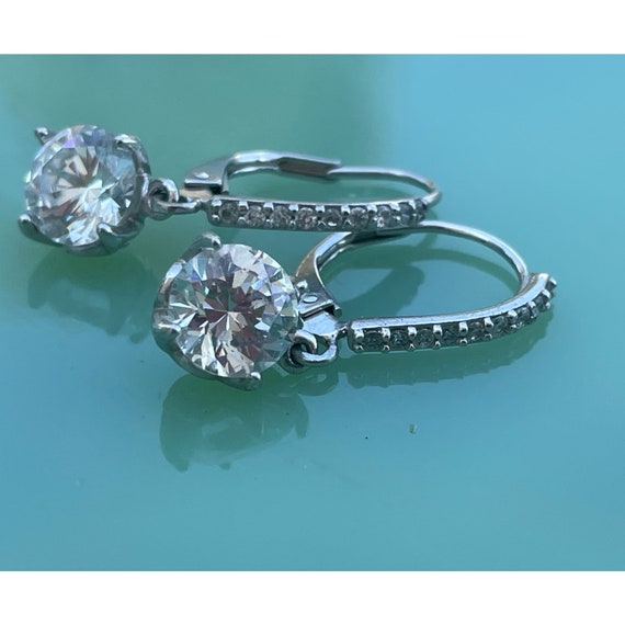 925 Silver Dangle Clear Rhinestone earrings - image 1