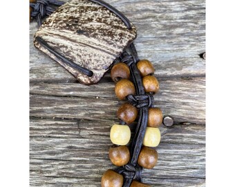 Hand Beaded Tie Belt with Wood Beads Vintage Hippie Boho Lagon Look Hand Beaded Tie Belt with Wood Beads Vintage Hippie Boho  main image 3