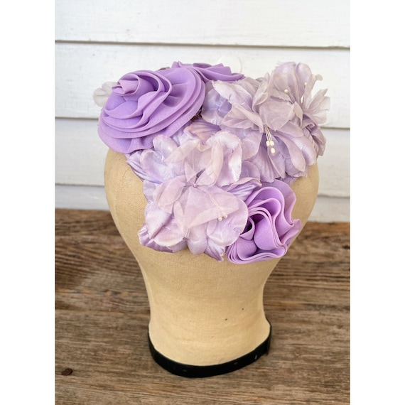 Vintage 1950s Womens Lavender Purple Flowers Juli… - image 2