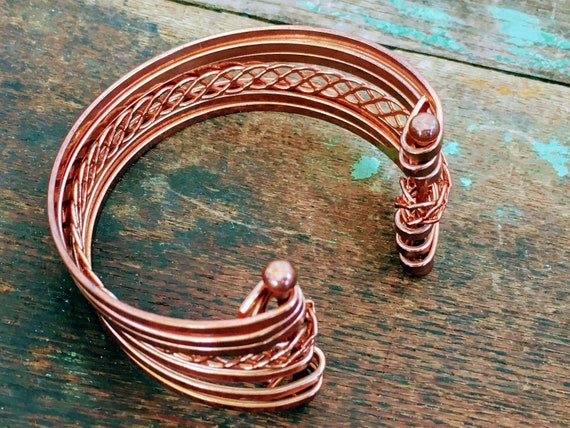 Vintage Copper Mid Century Modern Cuff Bracelet - image 5
