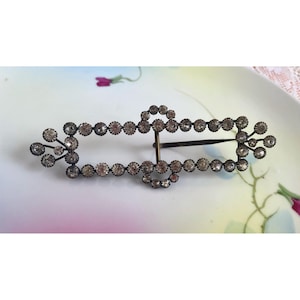 Antique 1910s Rhinestone Large Sash Buckle 4.5"