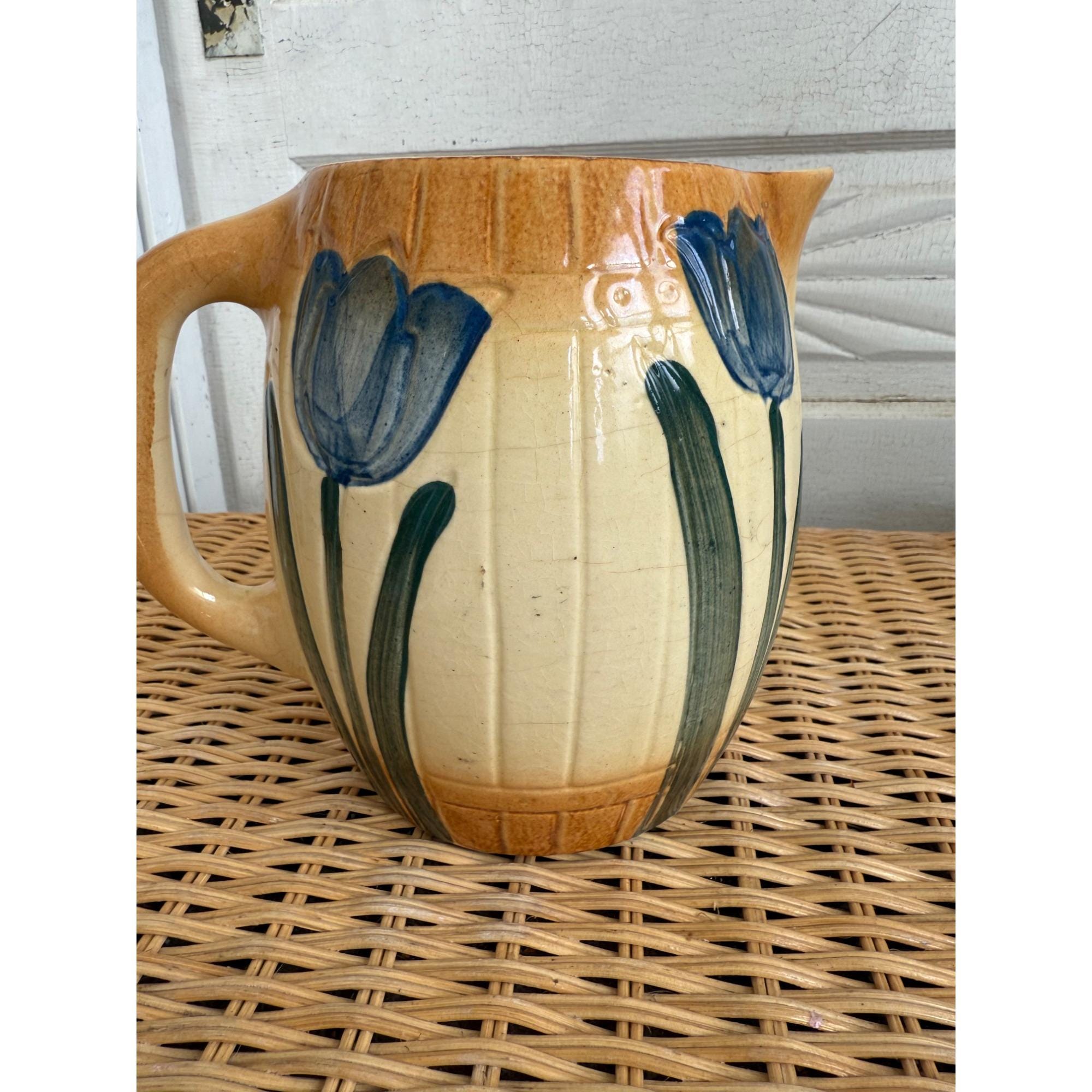 趣味・スポーツ・実用 Ceramics Philip Rawson Antique 1910s Roseville Pottery Tulip Milk Pitcher Farmhouse