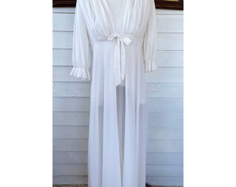 Vintage 1950s Figurettes Nylon White long Nightgown Small