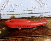 Vintage Cast Iron Toy Red Airplane As Is Missing wheels