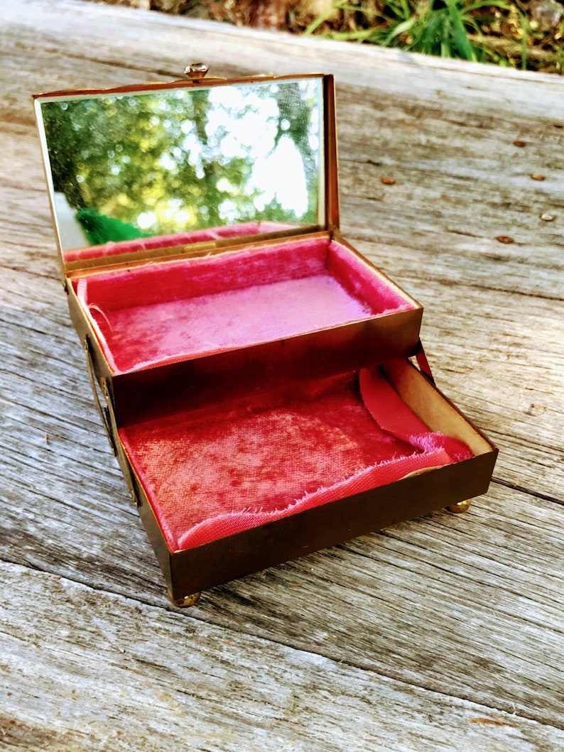 Vintage Brass Rhinestone Folding Accordion Jewelry Box With Etsy