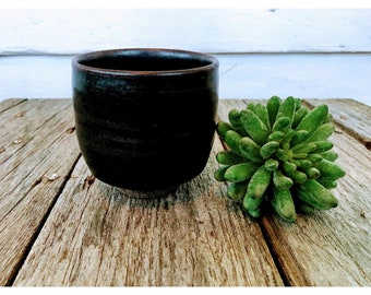 Vintage Japanese Pottery Cup Brown