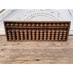 Antique Japanese Wood Abacus Calculator 15 rows 90 beads Signed