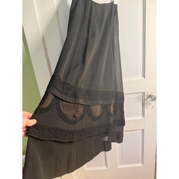 Antique 1910's French Voile Black Skirt Soutache … - image 2