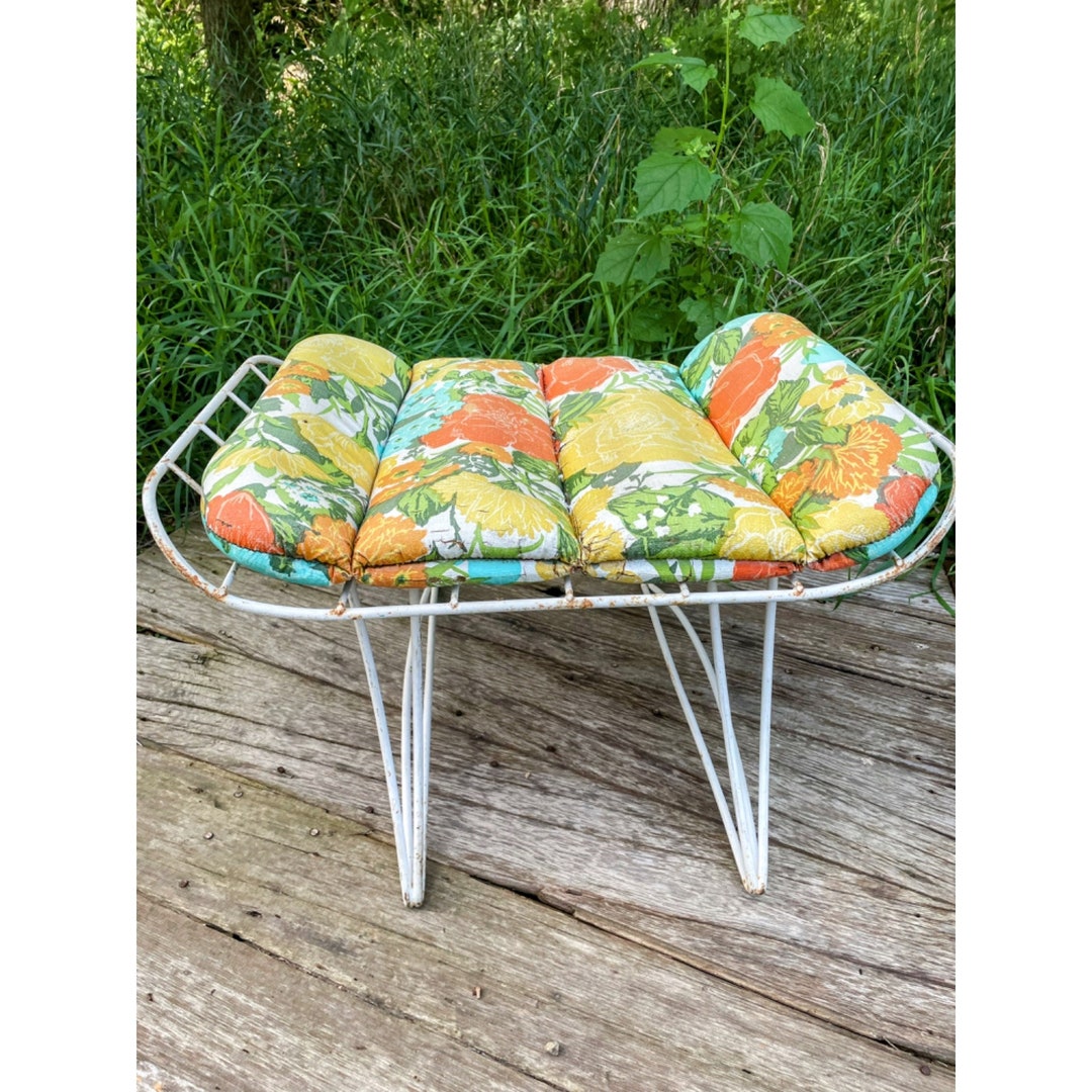 Vintage Homecrest Wire Patio Furniture Footstool Ottoman MCM Etsy