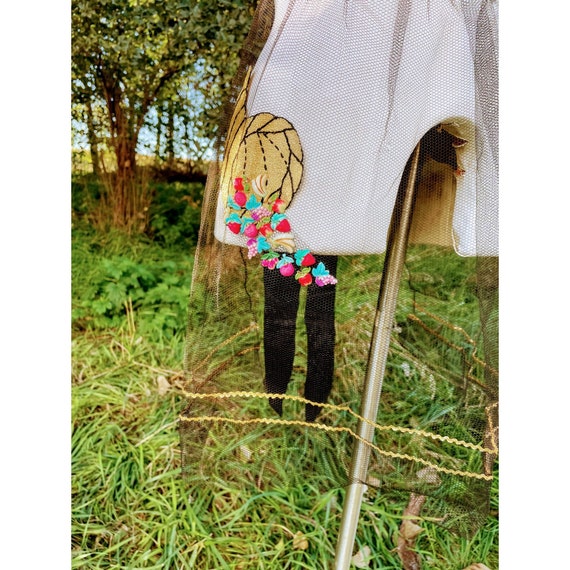 Vintage Hostess Net Half Apron Cornucopia with fr… - image 8