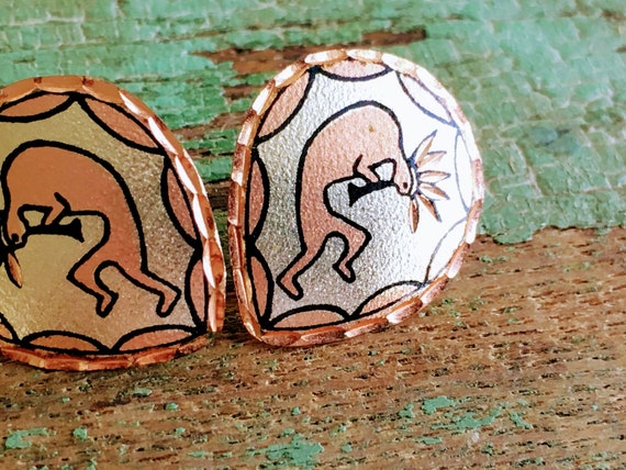 Vintage Kokopelli copper Southwestern Earrings - image 3