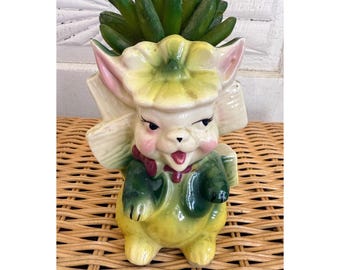 Vintage 50's Anthropomorphic Whimsical Bunny Rabbit Planter Vase