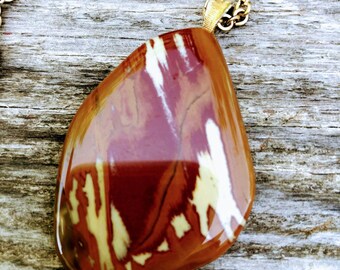 Vintage Brown & Tan Agate Slice Pendant Striped