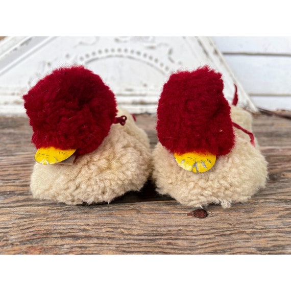 Vintage 1950s child wool Fuzzy Duck Slippers With… - image 10