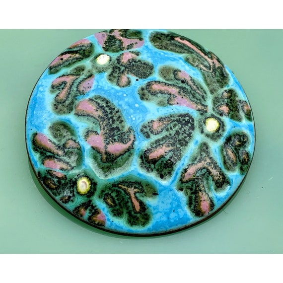 Vintage 1960s Copper Enamel Floral Brooch Moderni… - image 5