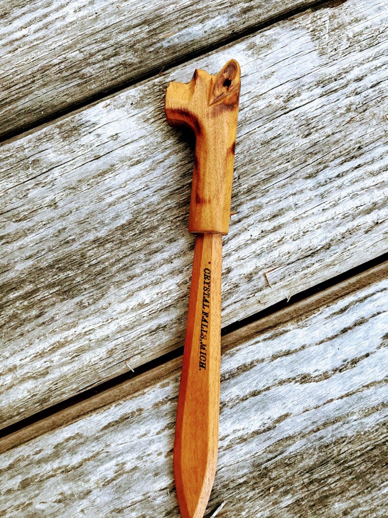 Antique carved wood Terrier Dog Letter opener