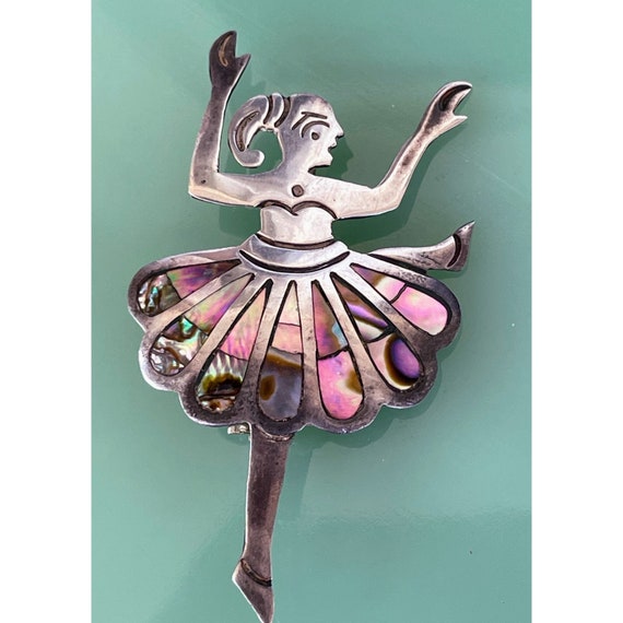 Vintage Taxco Mexico Ballerina Dancer Mexico Broo… - image 9