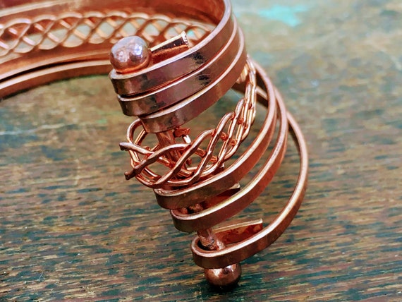 Vintage Copper Mid Century Modern Cuff Bracelet - image 3