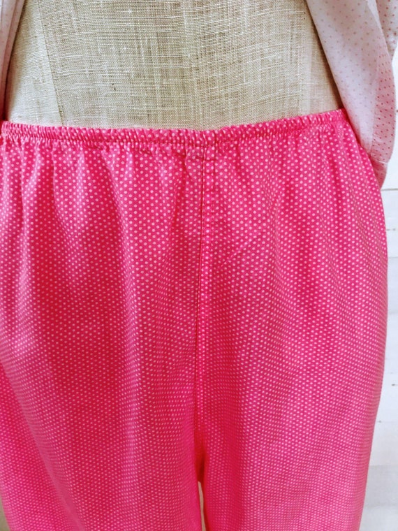 Vintage 60’s Pink Dot Pajama Set Shirt Pants S/M - image 4