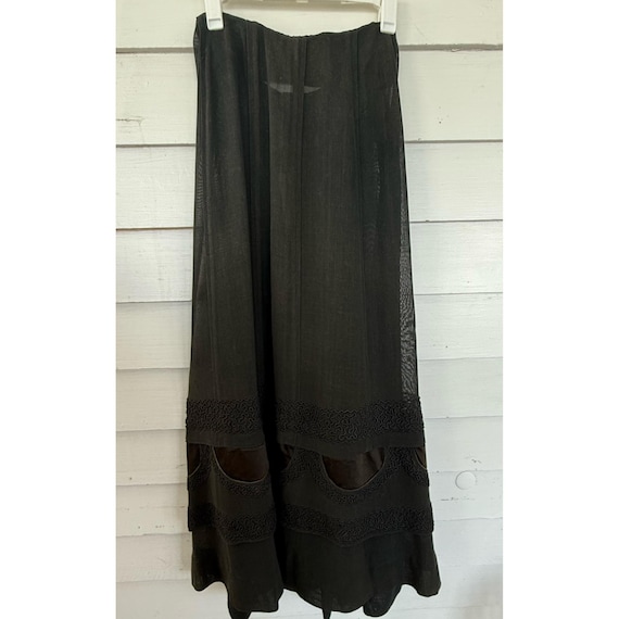 Antique 1910's French Voile Black Skirt Soutache … - image 1