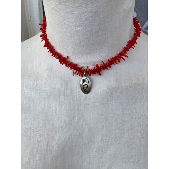 Vintage Hopi Native American Coral Branch Necklac… - image 4