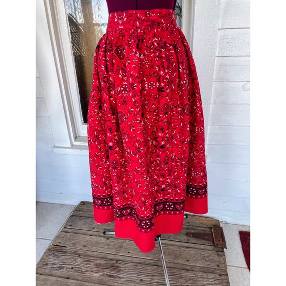 Vintage 1960s Cotton Midi Skirt Red Pennsylvania … - image 7