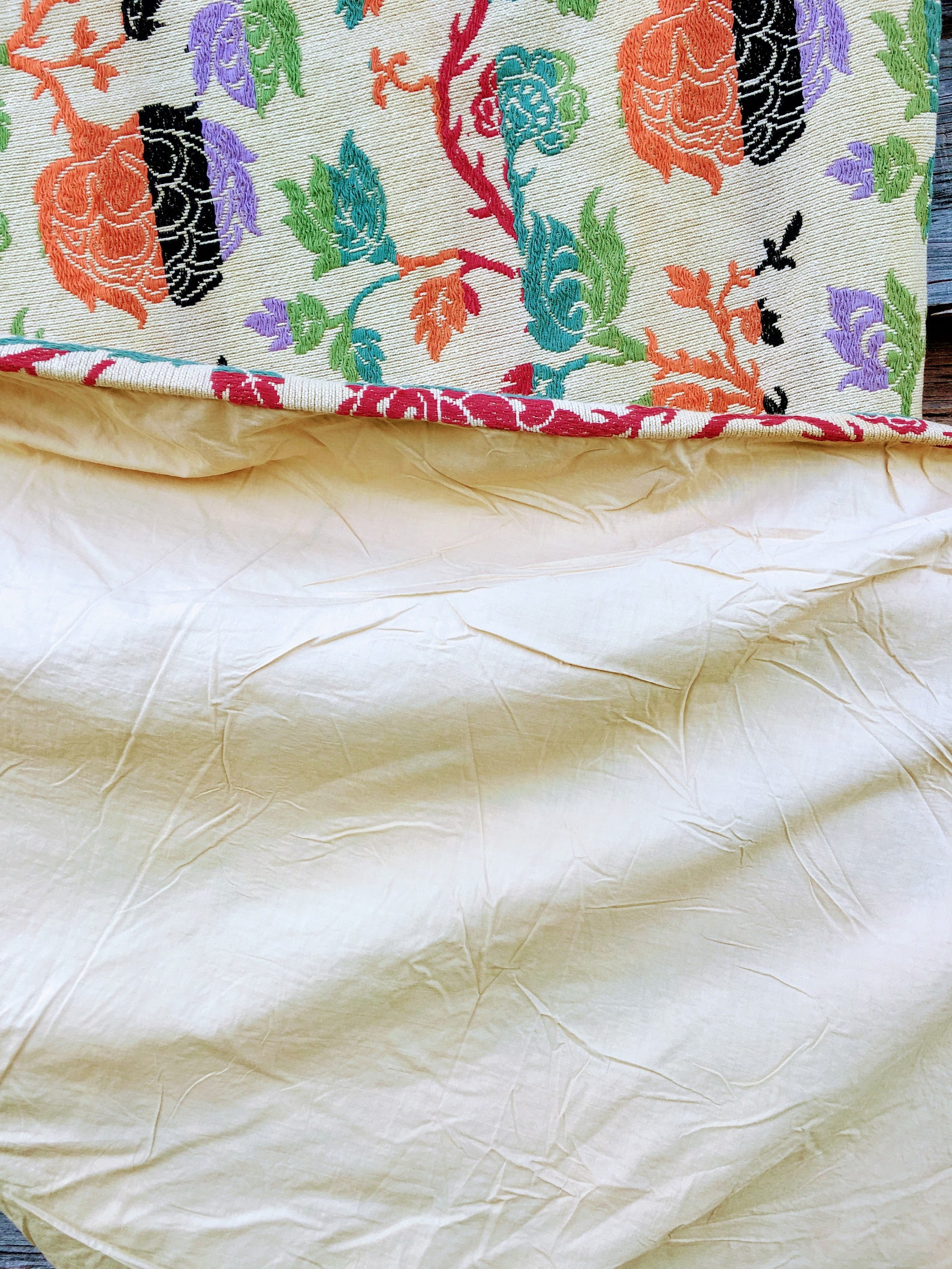 Vintage Feather Bed Mattress Cover Duvet Floral Tapestry 54x43 Etsy