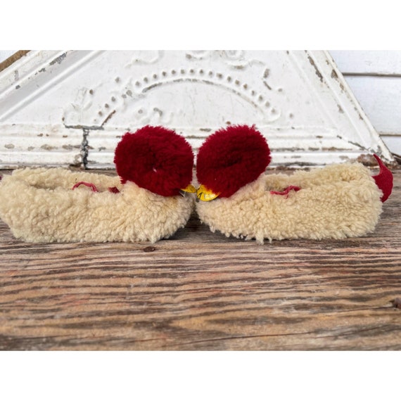 Vintage 1950s child wool Fuzzy Duck Slippers With… - image 3