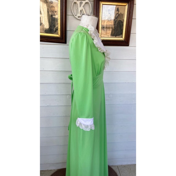 Vintage 1970's Lime Green Maxi Dress Mod Poly KNit - image 5