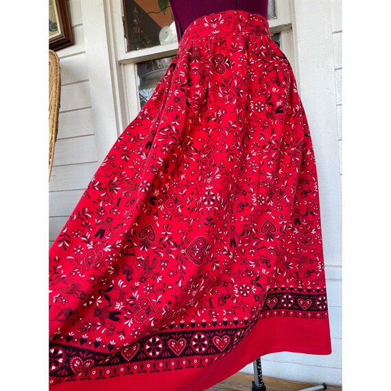 Vintage 1960s Cotton Midi Skirt Red Pennsylvania … - image 2