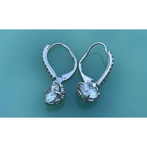 925 Silver Dangle Clear Rhinestone earrings - image 6