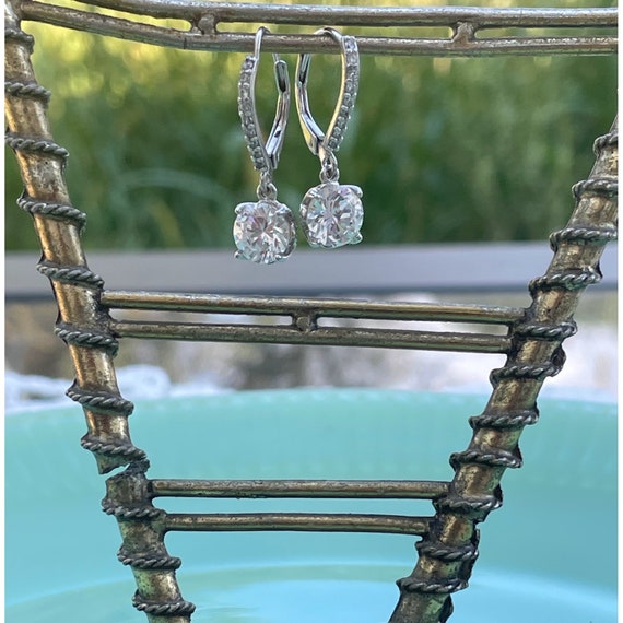 925 Silver Dangle Clear Rhinestone earrings - image 4