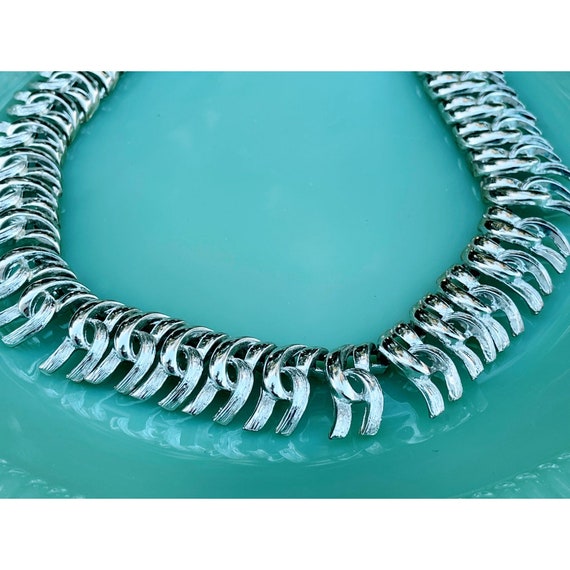Vintage Coro Silvertone spike Necklace Choker - image 2