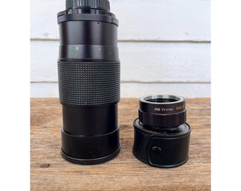 VIntage Lot Vivitar Camera Lenses 200 MM 1:3.5 & 2X Tele Converter W/Case