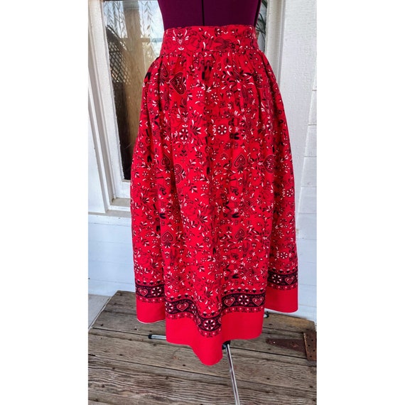 Vintage 1960s Cotton Midi Skirt Red Pennsylvania … - image 1