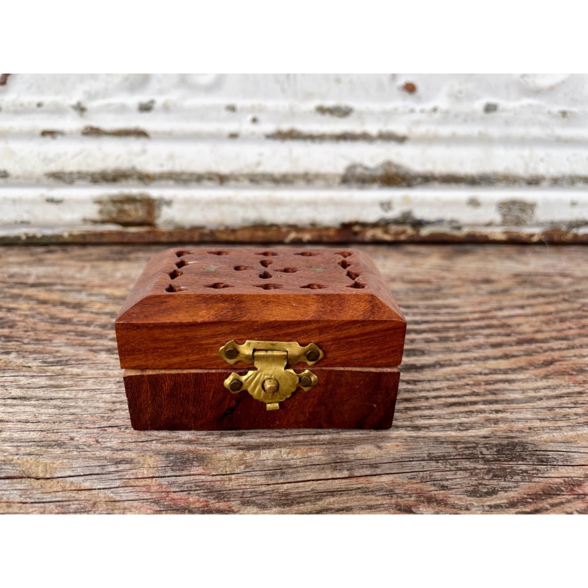 Incense Storage Box Including Incense and Holder Personalized Black Walnut  Portable 