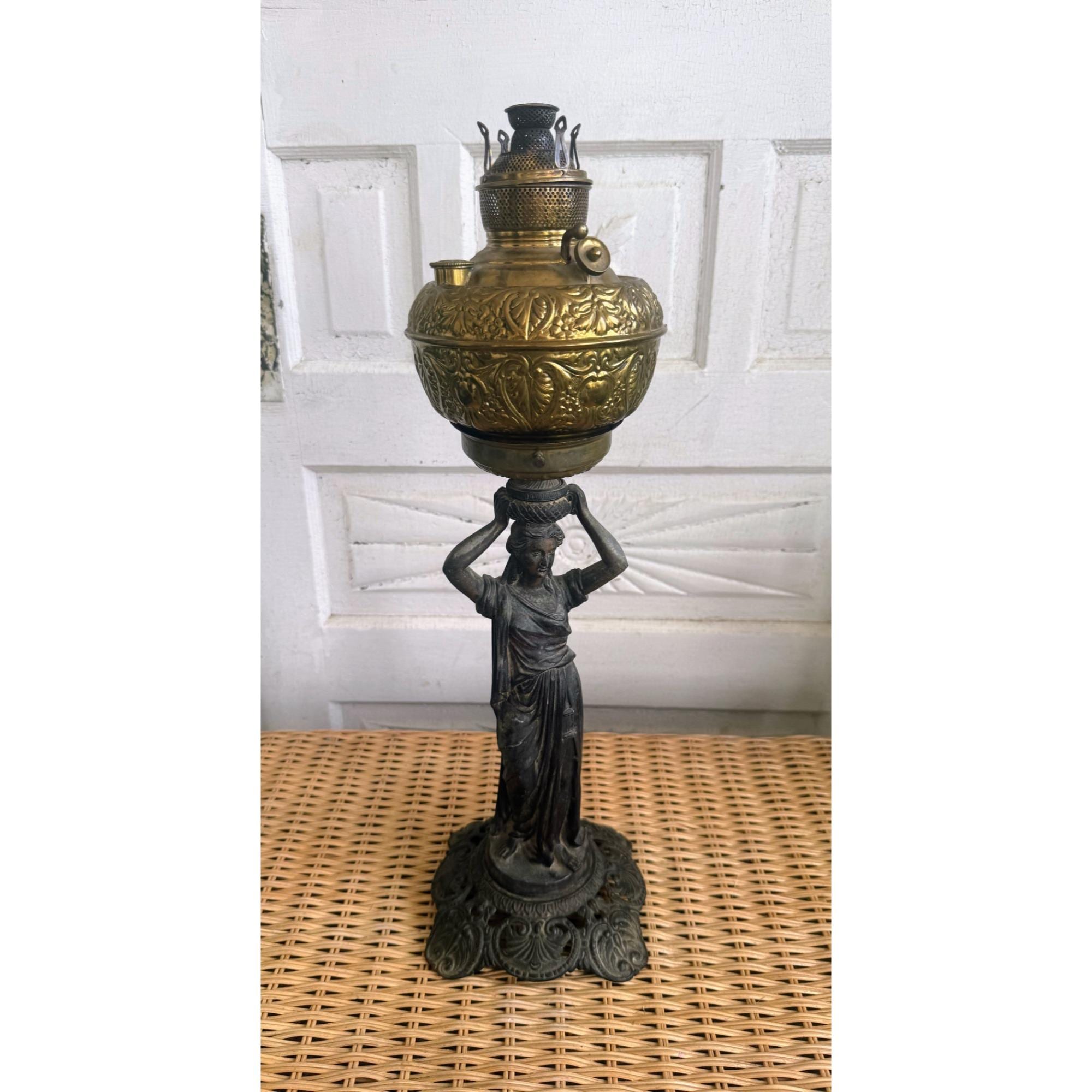 Antique Victorian Bronze Lady Banquet Parlor Oil Lamp - Etsy