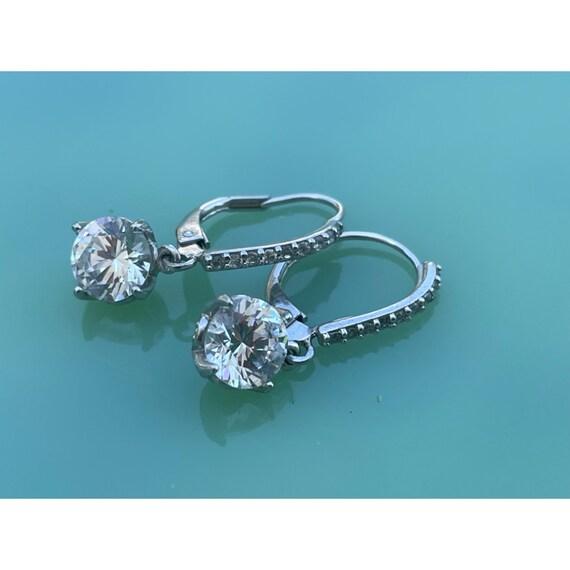 925 Silver Dangle Clear Rhinestone earrings - image 10