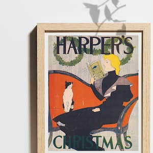 Harpers Bazaar Weekly Vintage Fashion Magazine Cover Christmas Edition 1894 Digital Print Wall Art