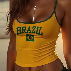 Bring Brazil’s energy to the beach in this adjustable tank, perfect for World Cup, Copa América, Olympics, festivals, and tropical vacations. Featuring icons Ayrton Senna and Éder Jofre. Includes alternate Brazil designs. Also great for Sweden, Colombia, Ethiopia, Lithuania, Bolivia, and Ghana—perfect for green and yellow colorways.