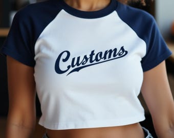 Custom Baseball Raglan Cropped Baby Tee