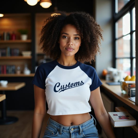 Custom Baseball Raglan Cropped Baby Tee