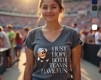 Beide Teams haben Spaß Frauen T-Shirt mit V-Ausschnitt