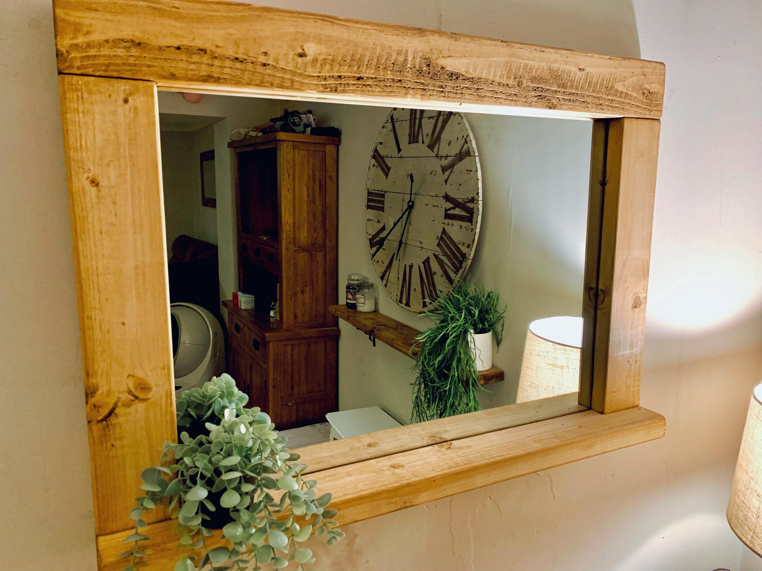 English Oak Waxed Rustic Entryway Mirror | Country House Wall Mirror ...