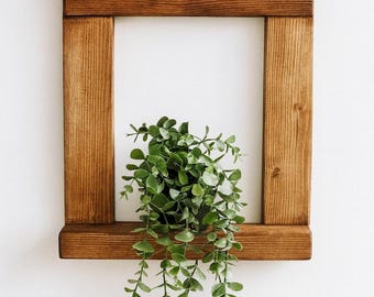Macetero rústico con marco de estilo campestre / Decoración de pared de caoba georgiana / Acento de granja hecho a mano
