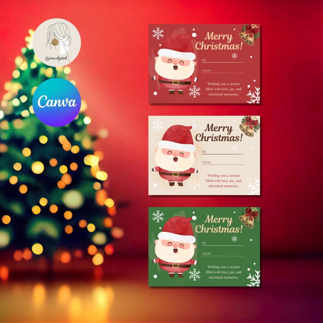 Editable & Printable Santa Claus Christmas Gift Card Template - Etsy